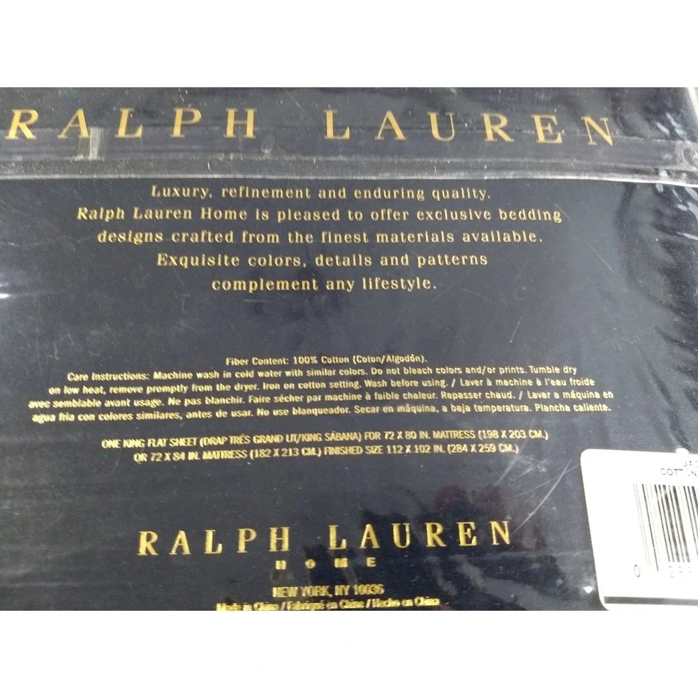 Ralph‎ Lauren Home King Flat Sheet 100% Cotton Jack Plaid Multicolor NIP NEW